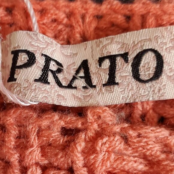 🔹️🔺️NWT Prato Coral & Cream Loose Knit 3/4 Sleeve Loose Knit Sweater Medium - Picture 8 of 12